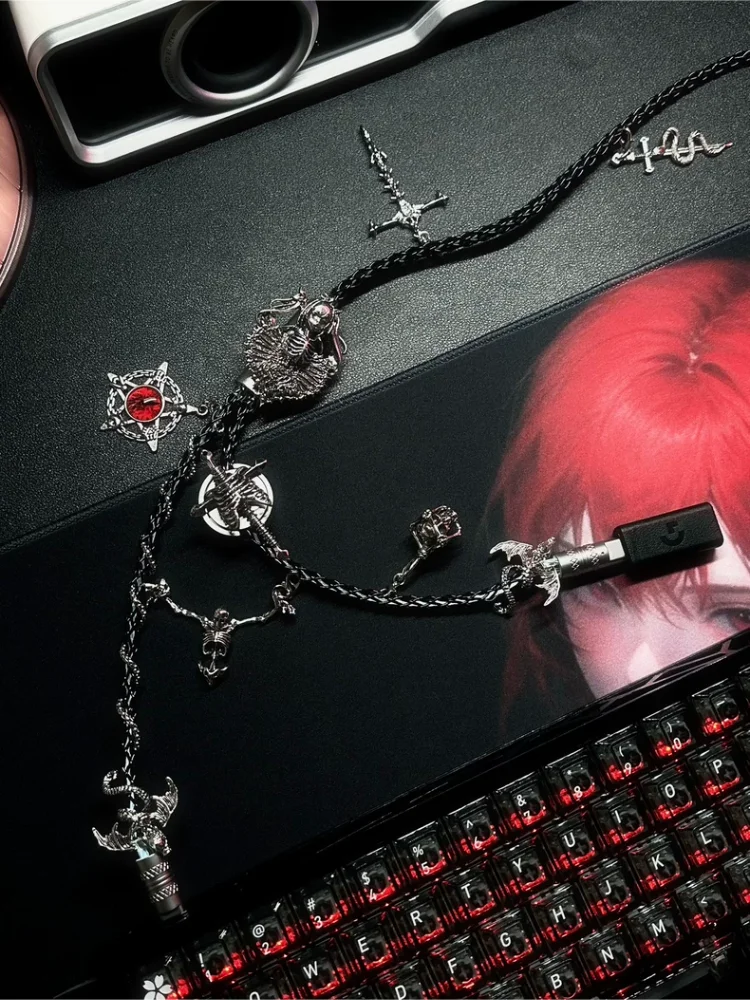 Dark Gothic Theme 1-to-2 Aviator Cable Diy 8k White Light Type-c Handmade Custom Mechanical Keyboard Decoration Data Cable