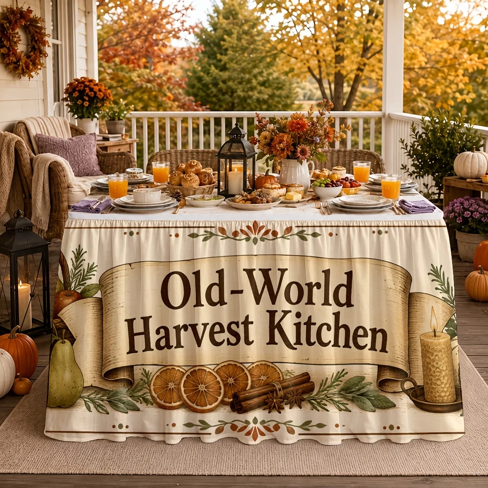 One table skirt - vintage style - kitchen decoration - autumn dining table center decoration - autumn wedding