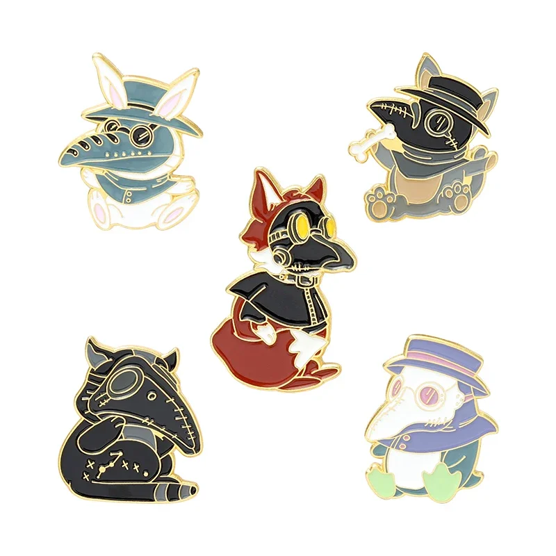 3-6pcs/Set Gothic Space Punk Enamel Pin Custom Witch Cat Raven Moth Brooch Lapel Pin Badge Halloween Jewelry Gifts Wholesale