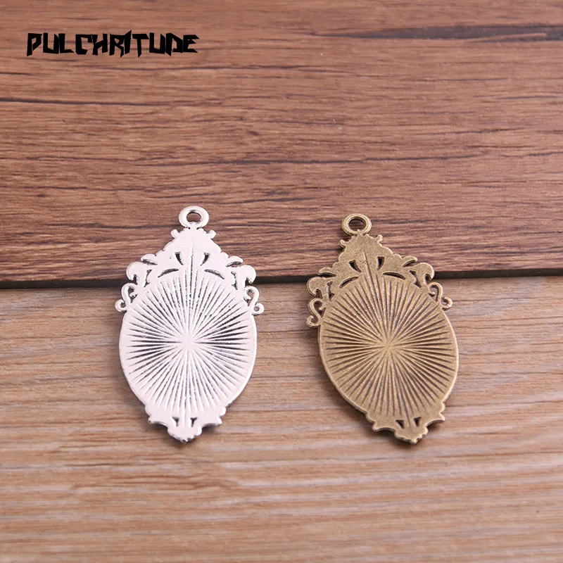 6 stuks 18*25mm binnenmaat twee kleuren metaallegering eenvoudige ovale cabochon hanger instelling sieraden bevindingen