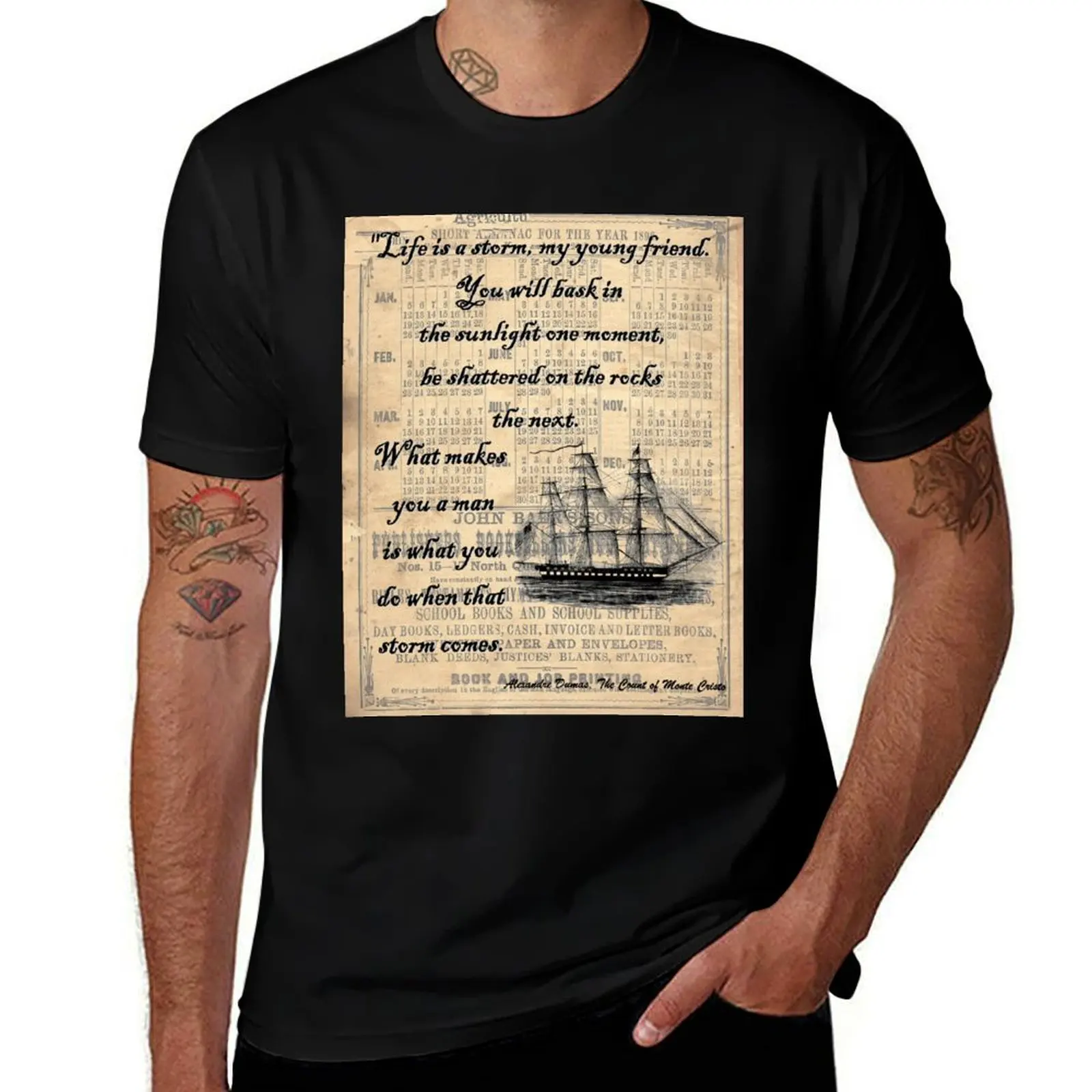 Count of Monte Cristo Storm Quote T-Shirt Large Size Casual Short Sleeve Top T-Shirt