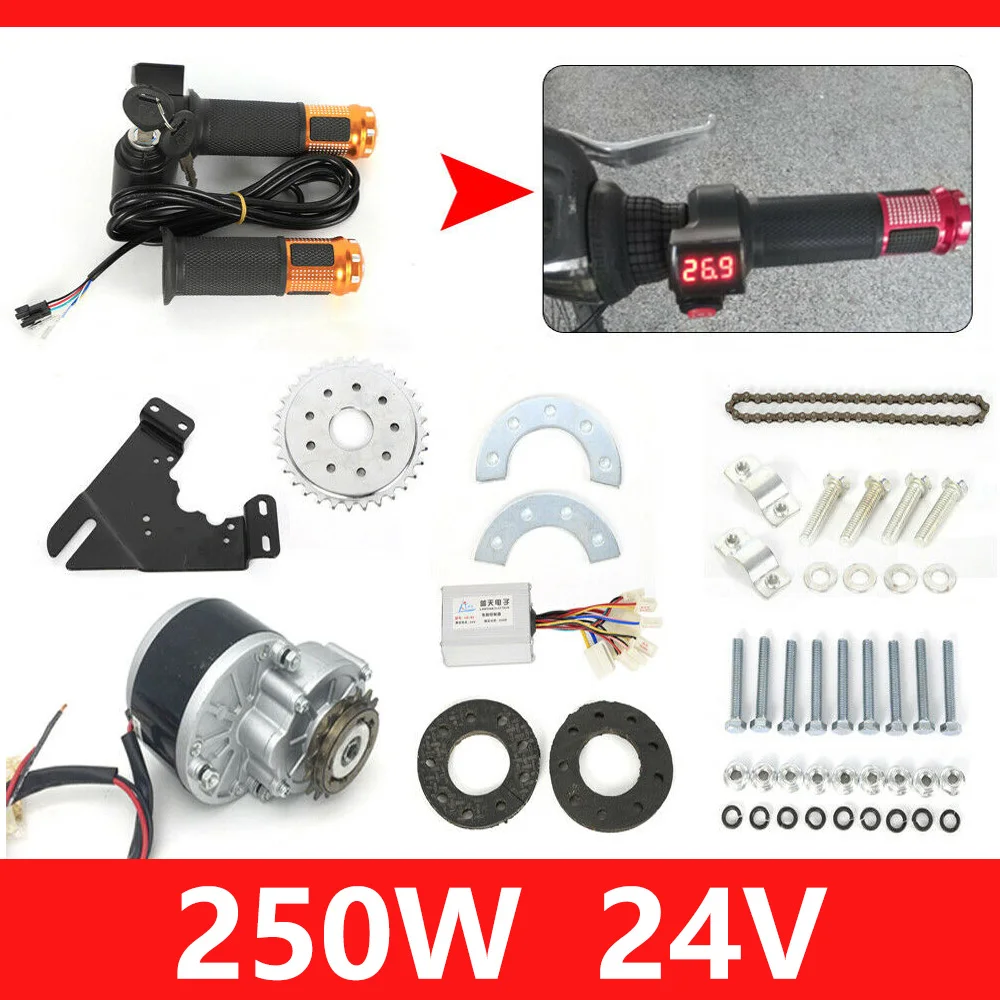 36V 250W Brushed Motor Electric Conversion Kit for Mountain Bike - Twist Throttle