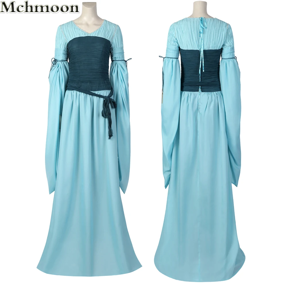 

Power Rings Cosplay Galadriel Cosplay Costume Custom Made Women Princess Dress Lady Blue Long Dress Halloween Carnival Suit