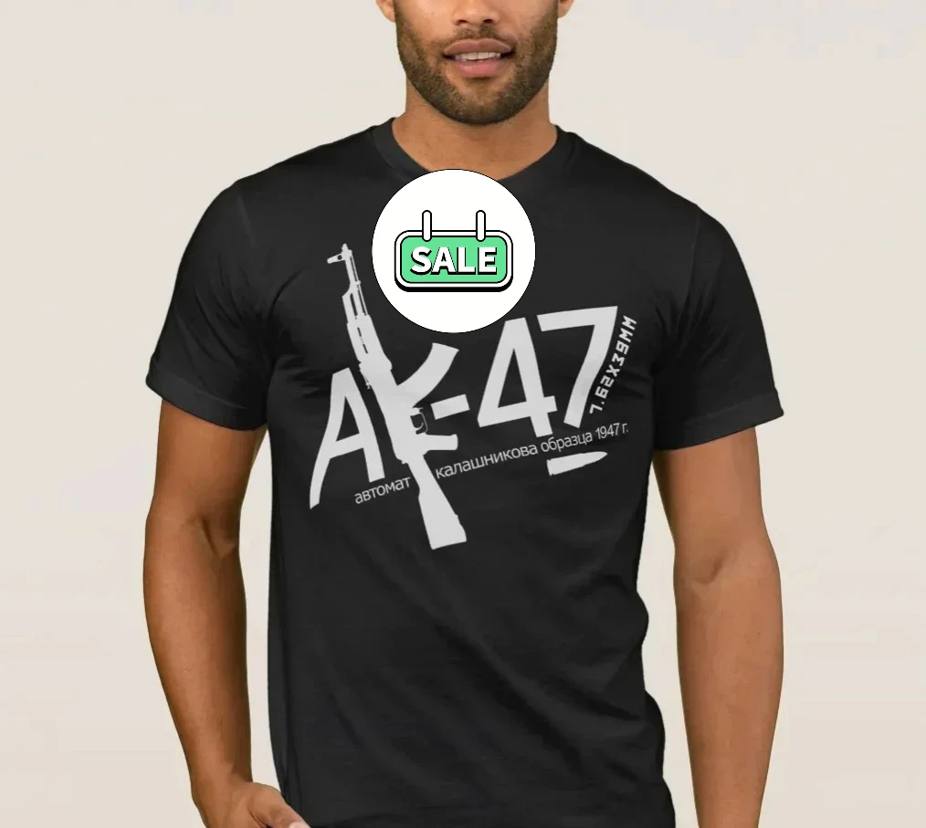 

Novelty Soviet Russia AK-47 Assault Rifle Letters Printed T-Shirt 100% Cotton O-Neck Short Sleeve Casual Mens T-shirt Size S-3XL