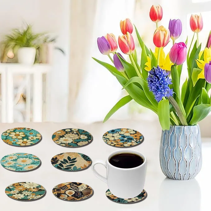 8 Pieces DIY Diamond Painting Art Set Flower Pattern Coaster Special Shape Crystal Artificial Diamond Mosaic Craft view 5