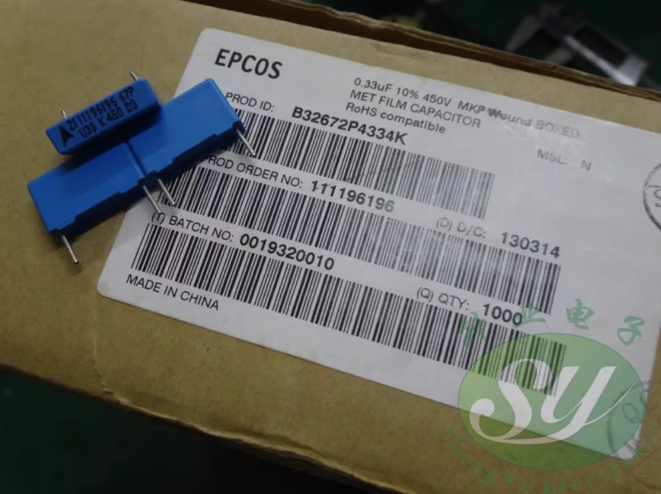 

10PCS EPCOS 0.33uf/450v 330nf u33 334 New 15MM film capacitor B32672P4334K