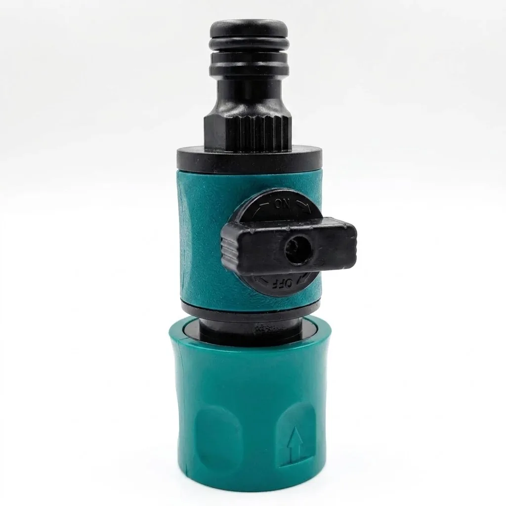 1Pc 16Mm Garden Hose Pipe Quick Connector With Valve In Line Faucet Tap Shut Off Fitting For Agriculture Irrigation Water System