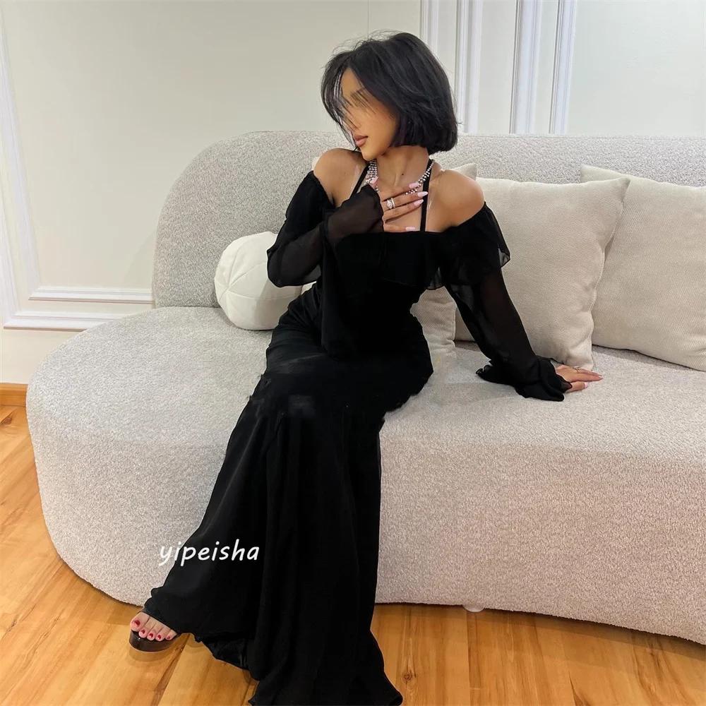 Customized Jiayigong  Jersey Draped Ruffles Pleat Graduation A-line Halter Bespoke Occasion Gown Long Dresses Saudi Arabia