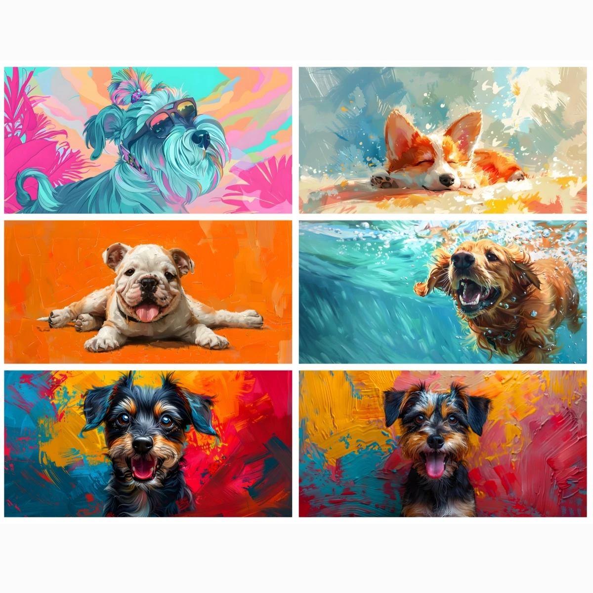 

Cute Pet Dog Portrait Painting Wall Art Canvas Painting Home Decor