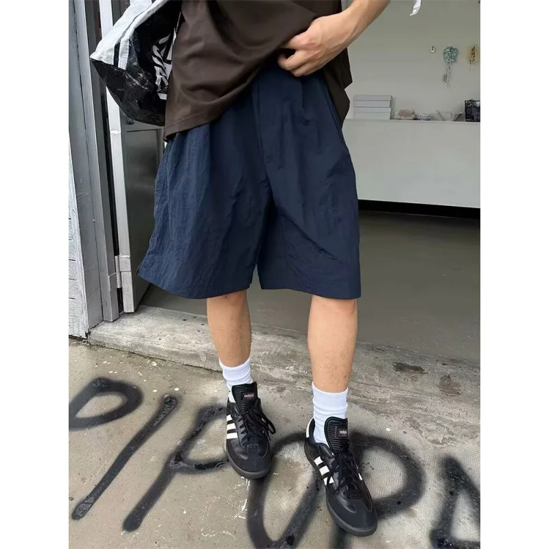 2026 Unisex American Retro Thin Quick Dry Casual Shorts Straight Loose Breathable Wide Leg 5 Inch Summer Wear Short Trousers