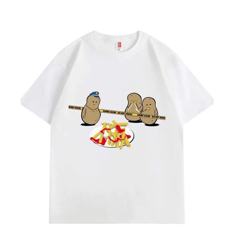 

Potato Murder Funny Meme T-shirt High Quality Fashion Short Sleeve T-shirts Men Women Casual Loose Cotton T Shirts Streetwear