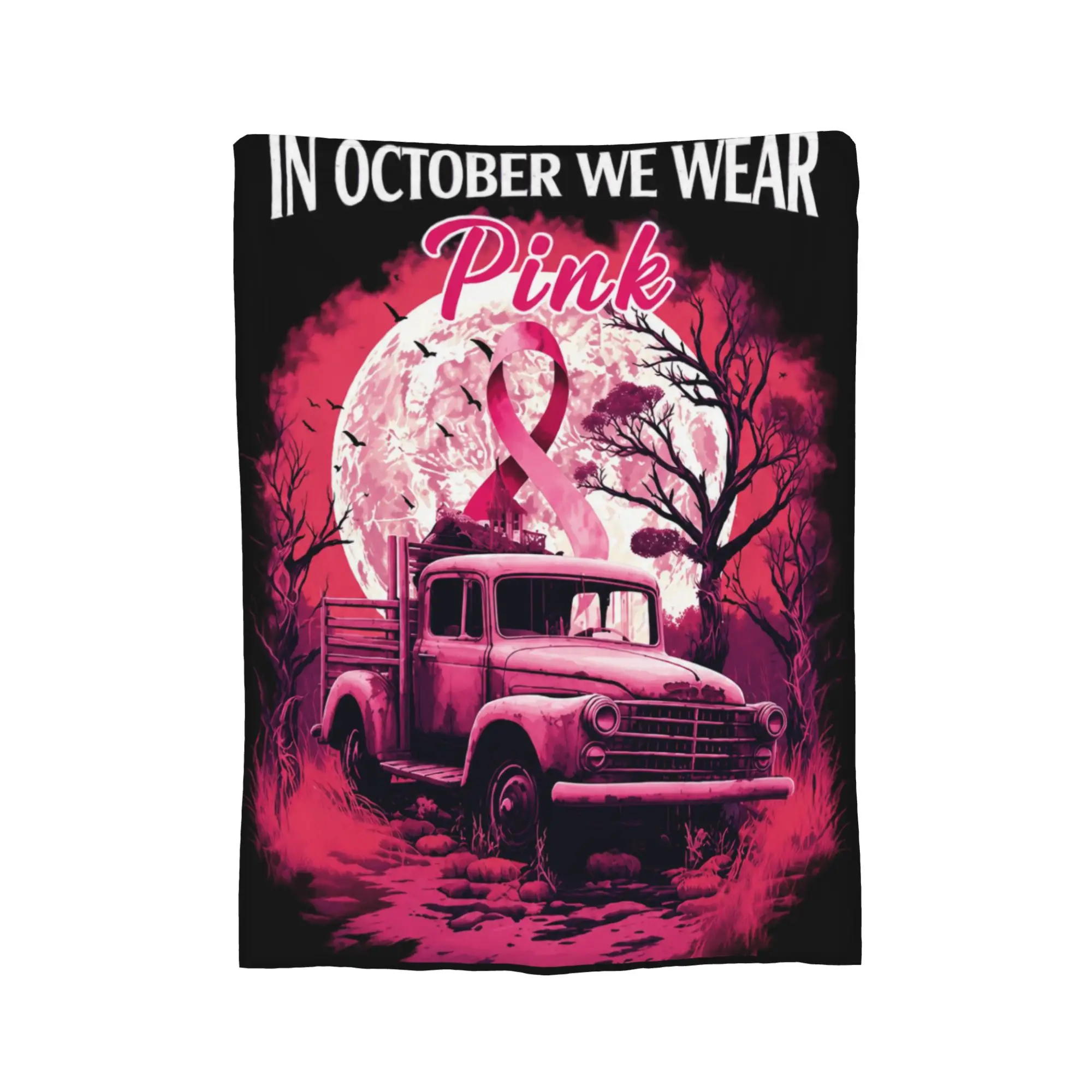 Breast Cancer Awareness Pink October Pink Ribbon Cancer Support Halloween Blanket Fleece Ultra-Soft Throw Blanket for Home Quilt