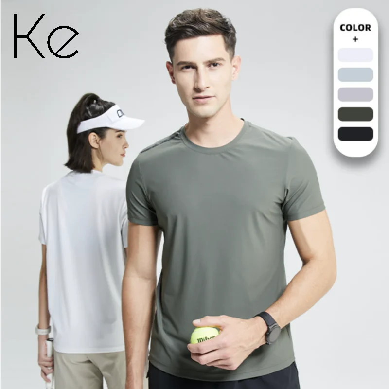 

KM501 quick-drying clothes t-shirt men's fitness running loose round neck summer ice silk clothes base sports short sleeve men