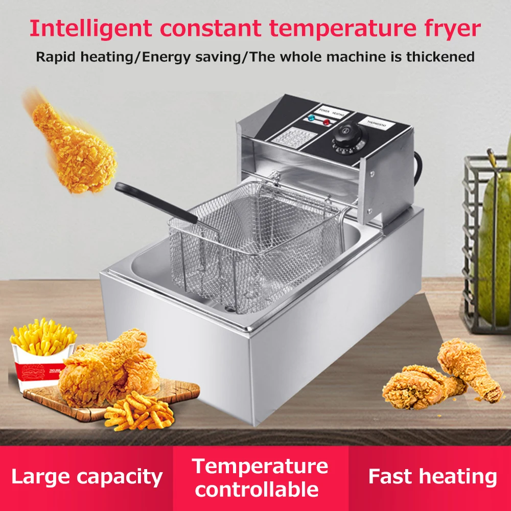 Electric Fryers Multifunctional Intelligent 6L 2500W Stainless Steel Automatic Constant Temperature for Home Commercial Stalls