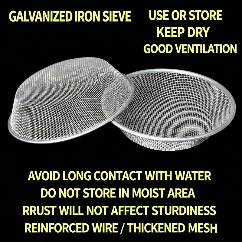 1pc Dual Mesh Round Soil Sifter 13.78 Inch Stainless Steel Durable Garden Sieve Tool for Vegetable Garden Use