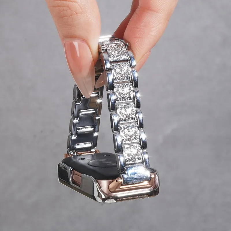 

Suitable for HW Watch Fit3/Fit4 watch straps and HW Band 8/9/10NFC three bead diamond inlaid handmade watch straps