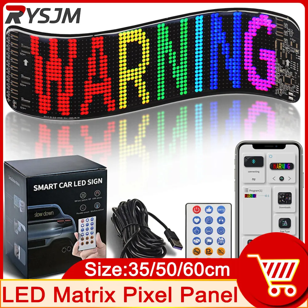

LED Matrix Pixel Panel 35CM 50CM 60CM Scrolling Bright Advertising LED Signs Flexible USB 5V LED Car Sign App Control Customized