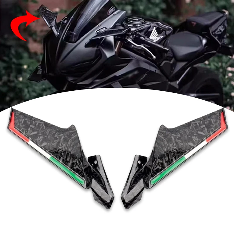 For Kawasaki Ninja400 250 ZX-10R Motorcycle Side Mirrors ZX-6R 2023 2022 2021 Winglets Wind Wing Adjustable Rotating Rearview