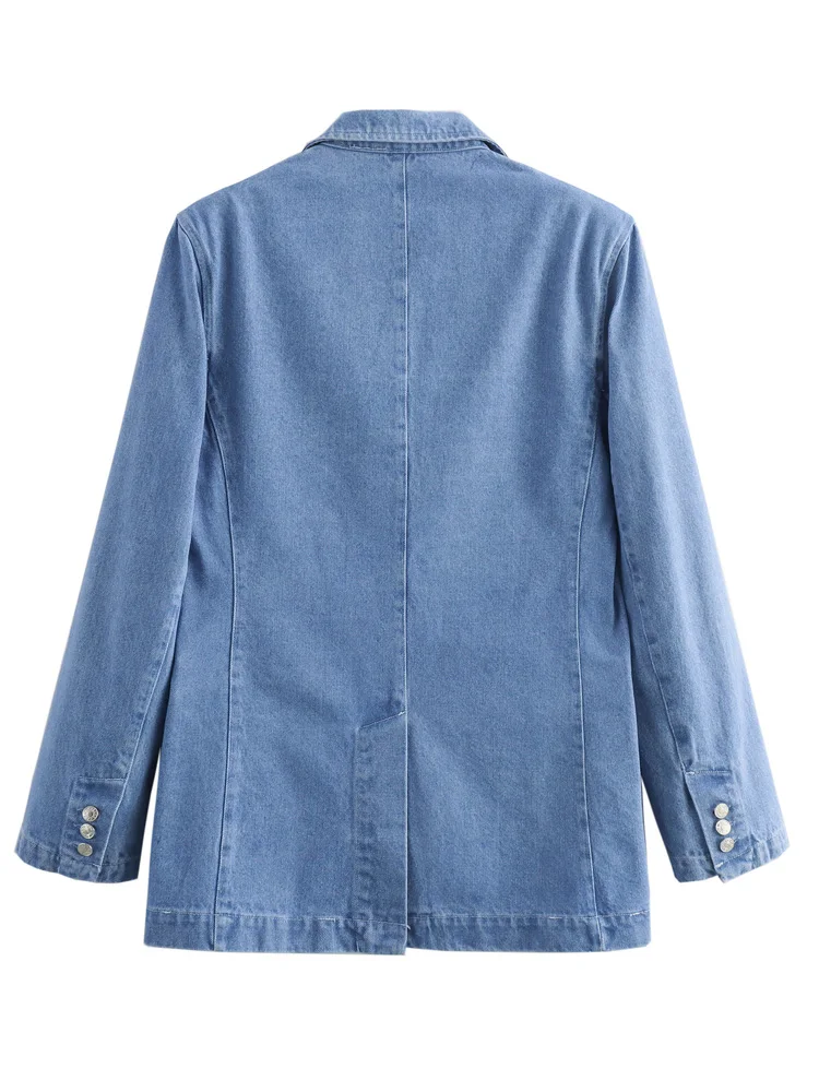 KAOPU ZA Women denim style blazer vintage lapel-neck long sleeve female outerwear chic veste femme