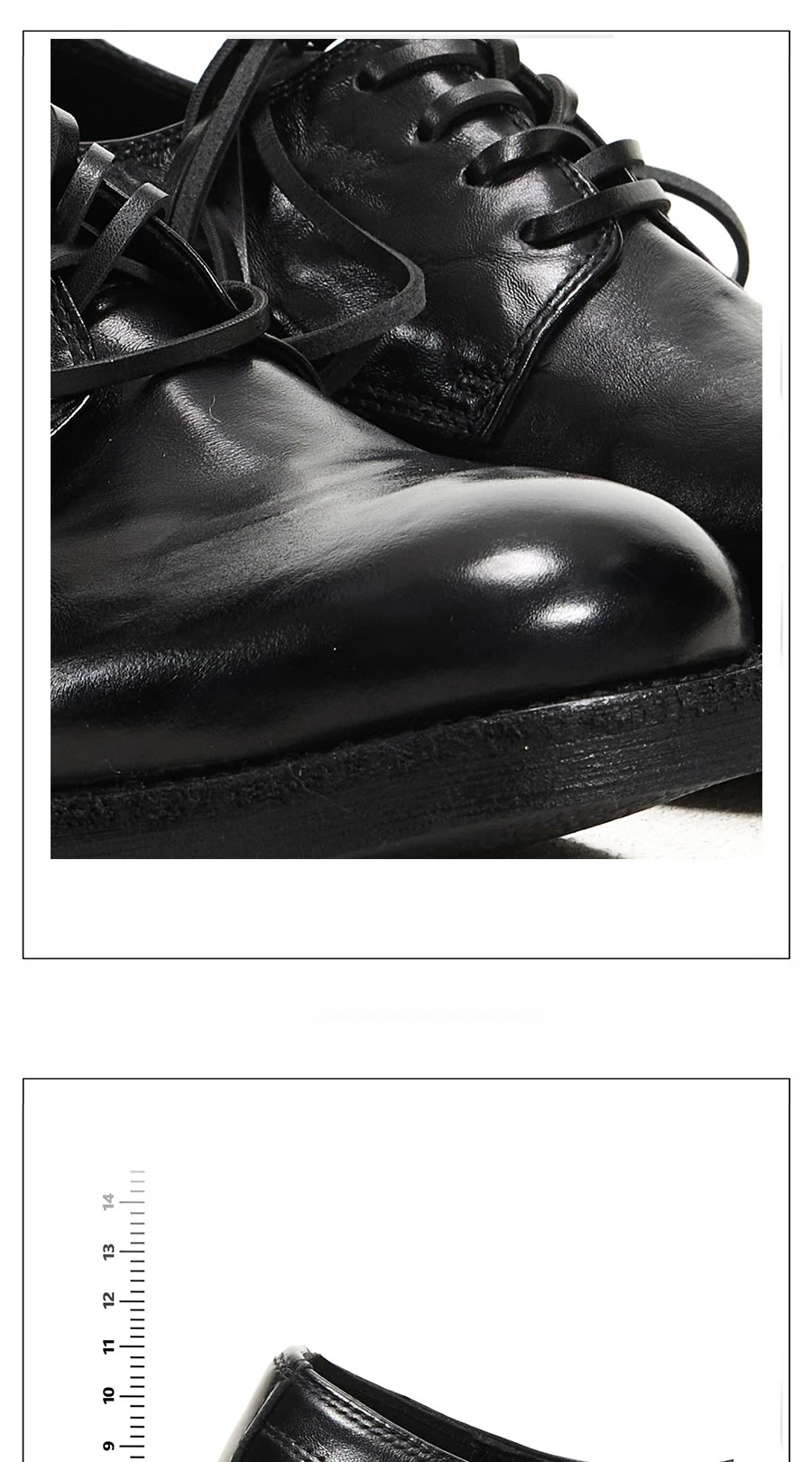 Black whole shoe washed cowhide round toe handmade derby leather shoes men's thick soled casual formal commuting
