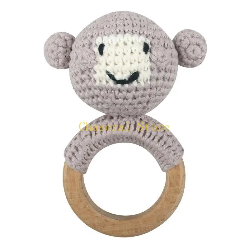 E7CE Baby Teether Toy Animals Rattles for Kid Crochet Babies Educational Toy