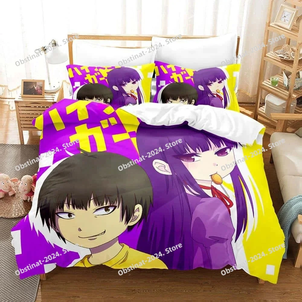 3D New Kawaii Hi Score Girl Bedding Set Printed Bed Set Duvet Cover Sheet Pillowcase Bed Soft Quilt Cover Full Queen King Size