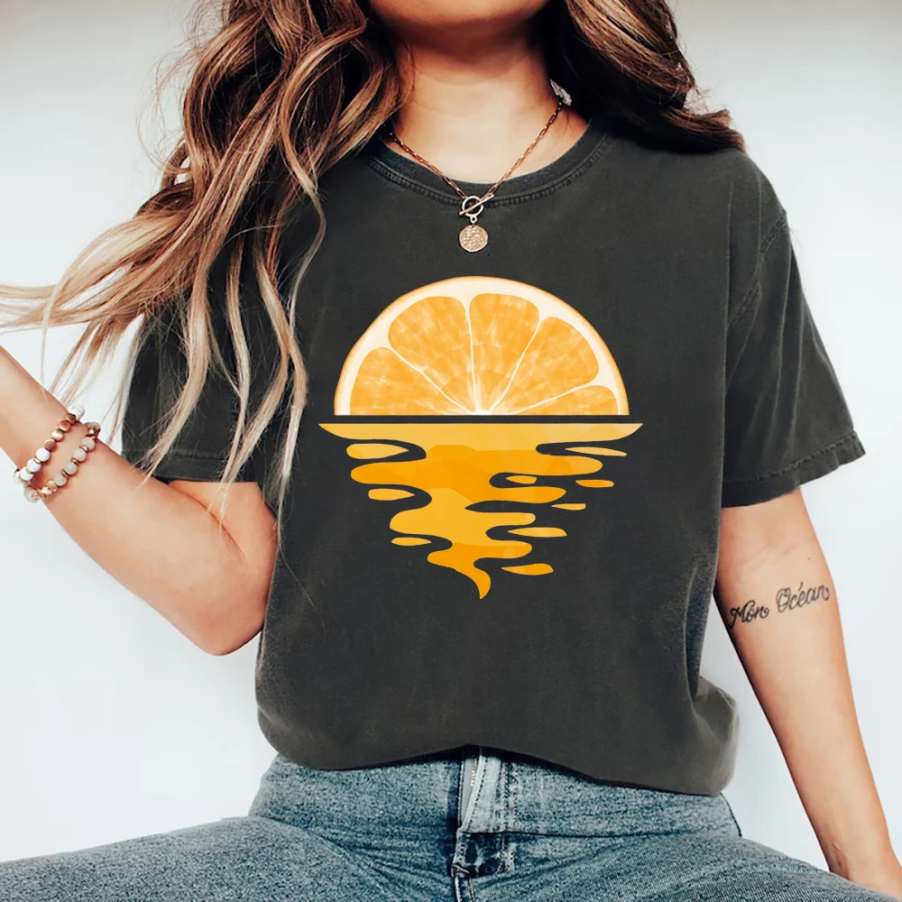 

Orange Fruit Shirt Gift for Orange Lovers Gardening T-Shirt Women's Short Sleeve Graphic T Shirts Fruit Lover Birthday Party Tee