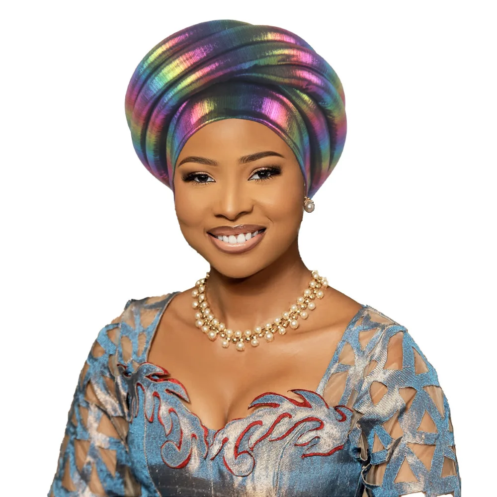 AliExpress Hot Sale New Beauty Stripe Multi-Layer Exaggerated Turban Hat, Iridescent High Crown Headwrap In Stock