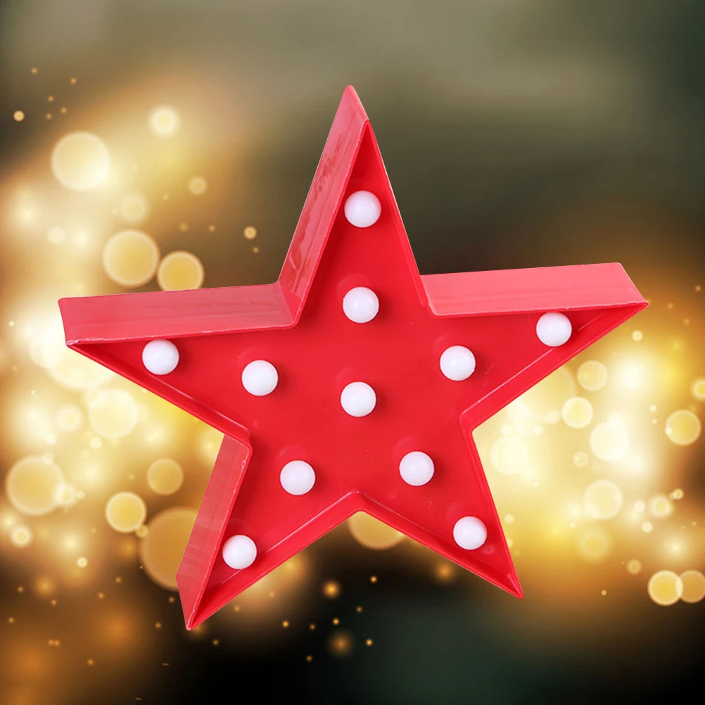 

Pentagram Table Lamp 11 LED Bulbs Operated Star Lights Decorative Home Party Christmas Ornament Small Night Light