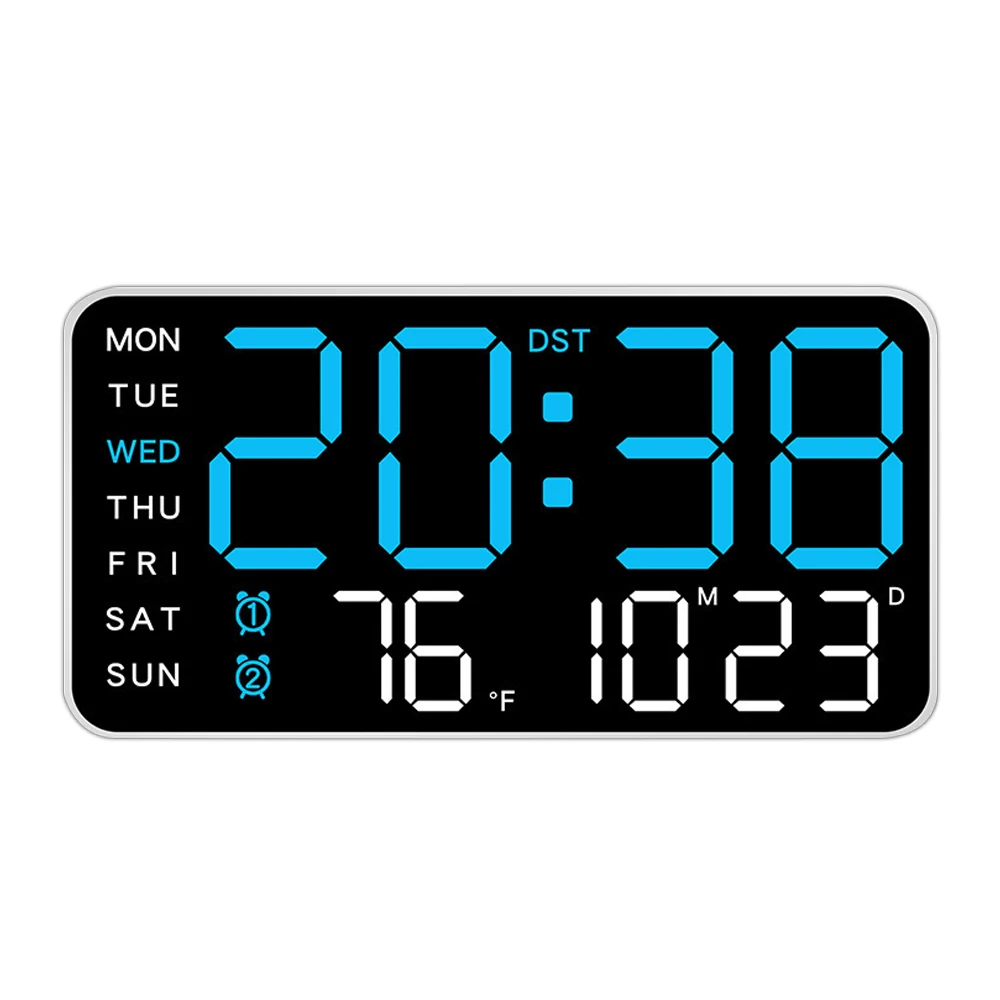 Led Digital Wall Clock Temperature Date Week Display Table Alarm Clocks Voice Control Electronic Clock Brightness Adjustment