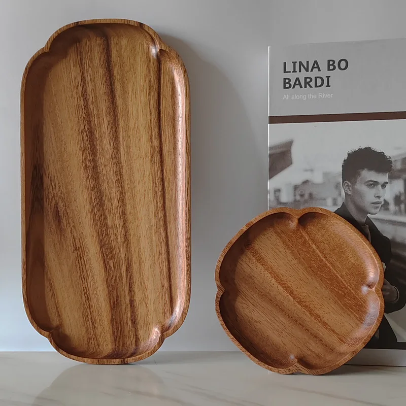 Walnut Cloud Solid Wood Dried Fruit Snack Tray Log Snack Small Tray Oval Tray