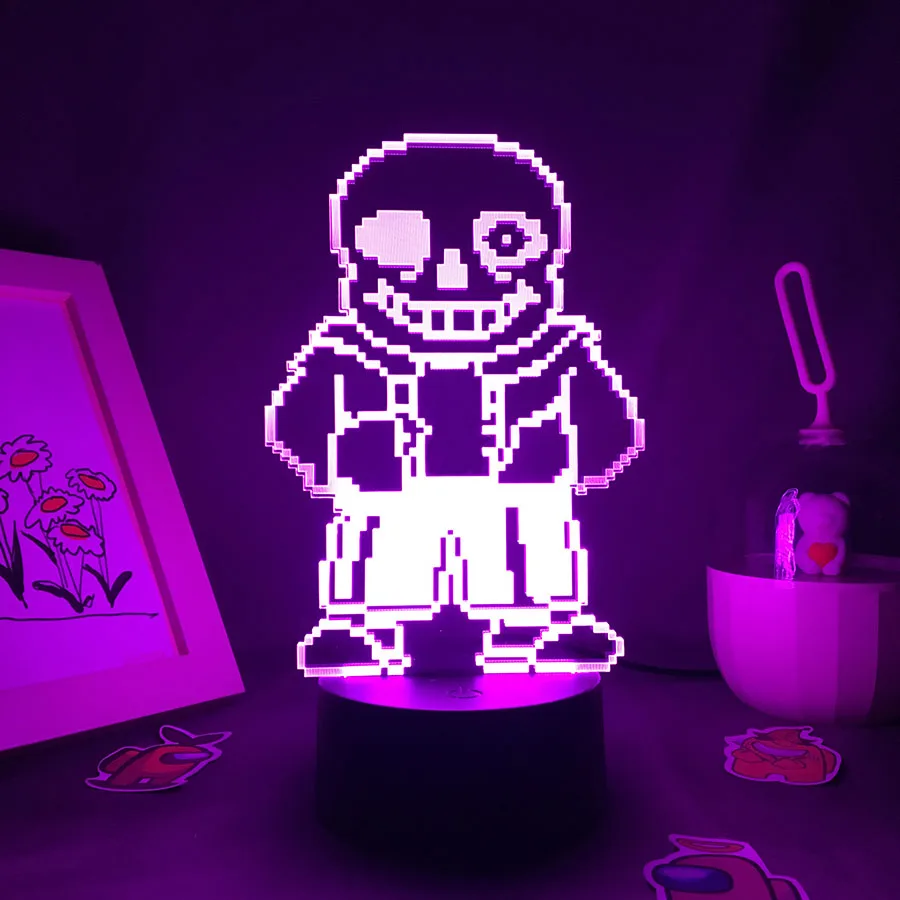 Undertale Sans Love lámpara de juego 3D Led RGB luces nocturnas, regalos de cumpleaños para amigos, sala de juegos, mesa, decoración colorida,