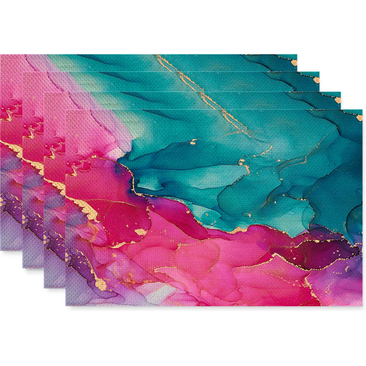 Bild 4: Marmor-Tischset in Blaugrün und Gold, dekorative Tischmatte