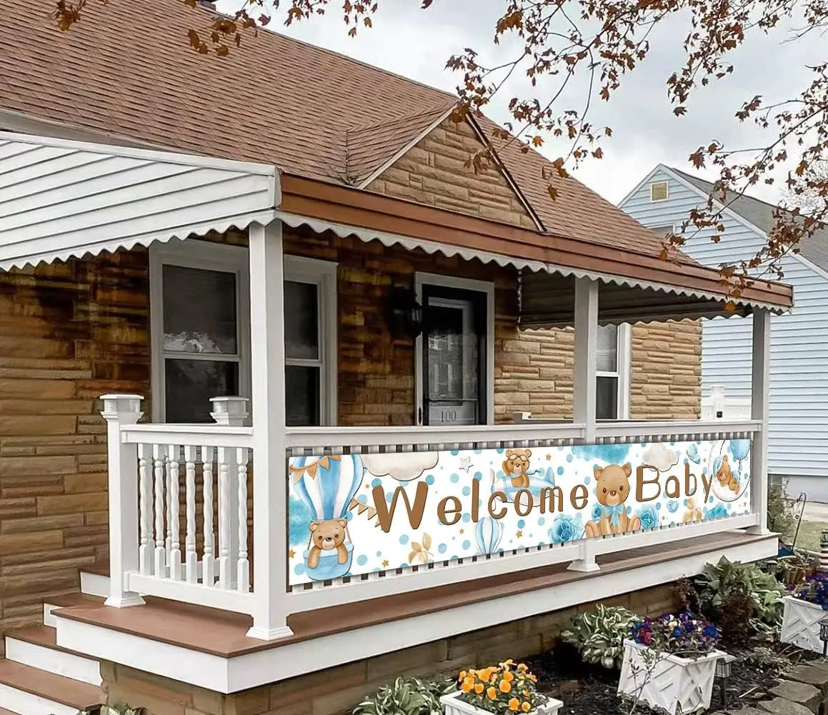 لافتة ترحيبية كبيرة لفناء الطفل ، ديكور حفلات استحمام الطفل ، لوازم حفلات الكشف عن الجنس ، خلفية التصوير الفوتوغرافي #3