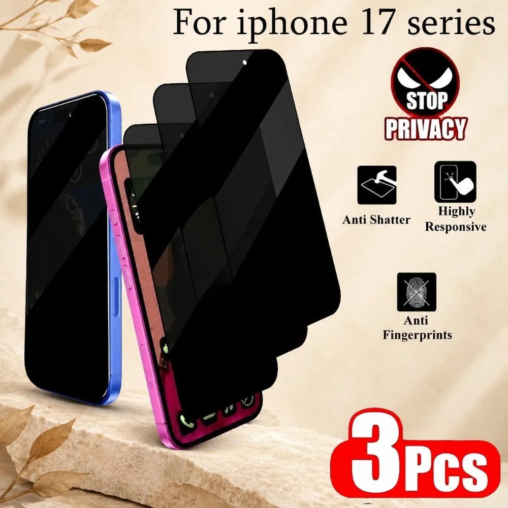 

3Pcs Anti Spy Tempered Glass for iPhone 17 16 15 Pro Max Air 16e 15 14 Plus Screen Protector for iPhone 14 13 12 11 Pro Air 17e