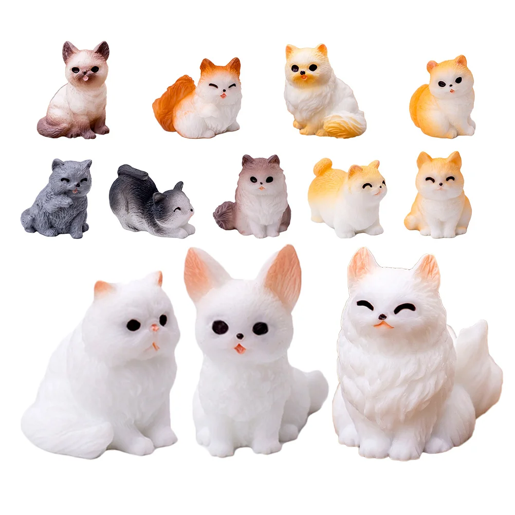 

12Pcs Small Cat Figurines Adorable Resin Cat Decorations for Kids Room Garden Pots Mini Landscaping Cute Kawaii Cats for Indoor