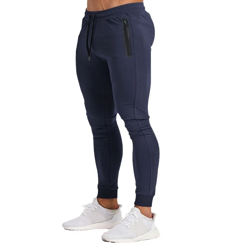 European American Spring Summer Men's Casual Sports Leggings Trousers Fitness Running Zipper Pants