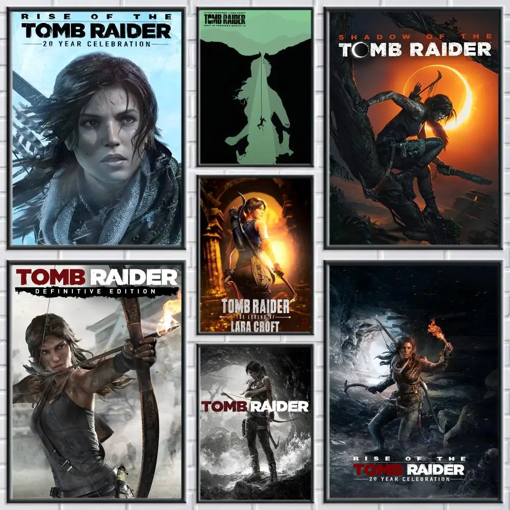 Póster de juego T-Tomb Raider, pegatinas de pared modernas y elegantes para decoración del hogar, arte de pared del dormitorio y sala de estar