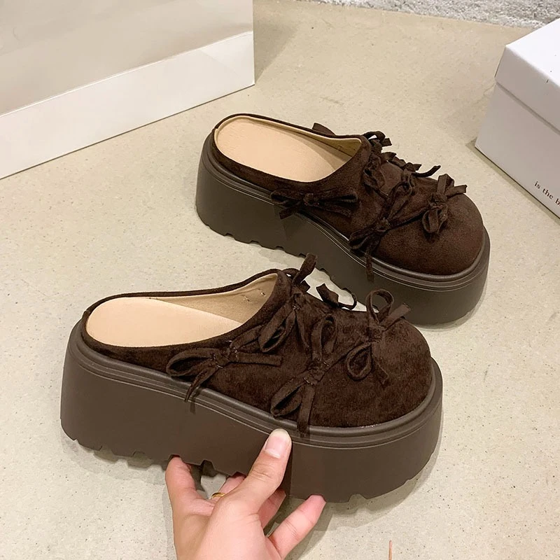 موضة تافه منصة زيادة باوتو نصف النعال للنساء 2025 الخريف جديد تنوعا حجم كبير النعال #3