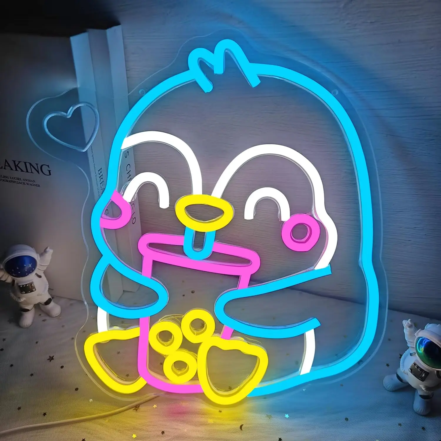 

Penguin Bubble Tea Neon Sign LED USB Dimmable Wall Light for Milk Tea Shop Game Room Decor