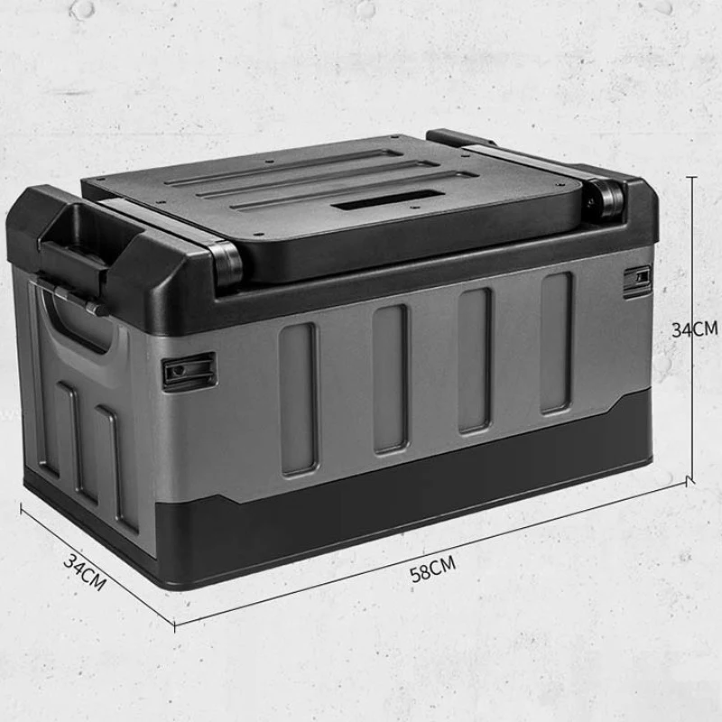 60L Outdoor Storage Box Folding Seats Car Organizer Portable Large Capacity Auto Trunk Sorting Box Camping Accessories