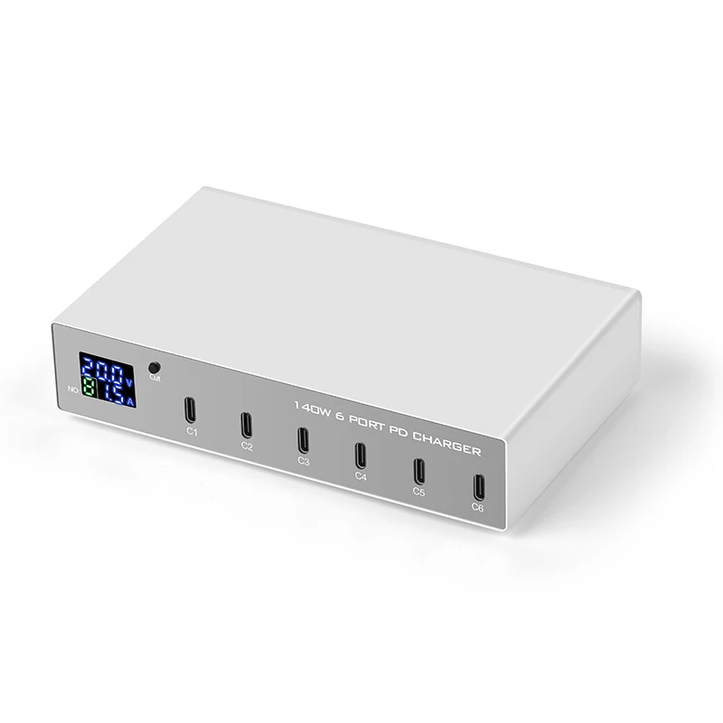 6 Port 140W Multi USB Port for iPhone Huawei Xiaomi Samsung QC3.0 PD3.0 Mobile Phone Charger Adapter 30W Fast Charging Station