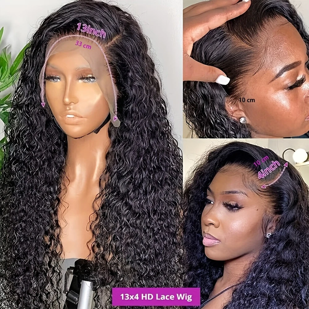 Human Hair Lace Front Wig Deep Wave 4x4 Lace Closure HD Transparent Wigs for Women 250%Density Brazilian Virgin Hair Pre Plucked image 2