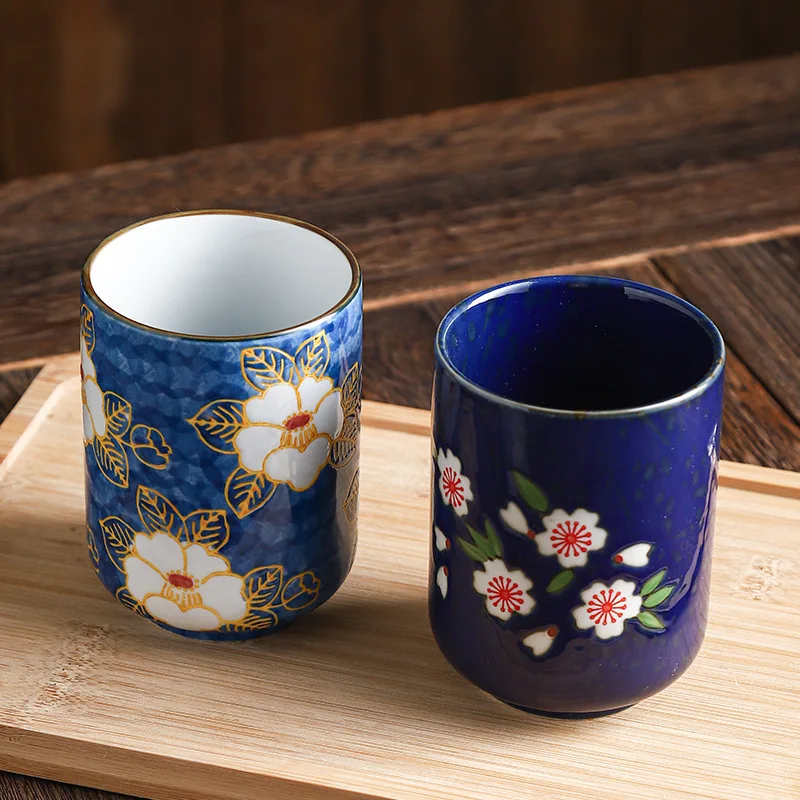 Japanese ceramic water cup straight cup hand painted and wind home coffee cup