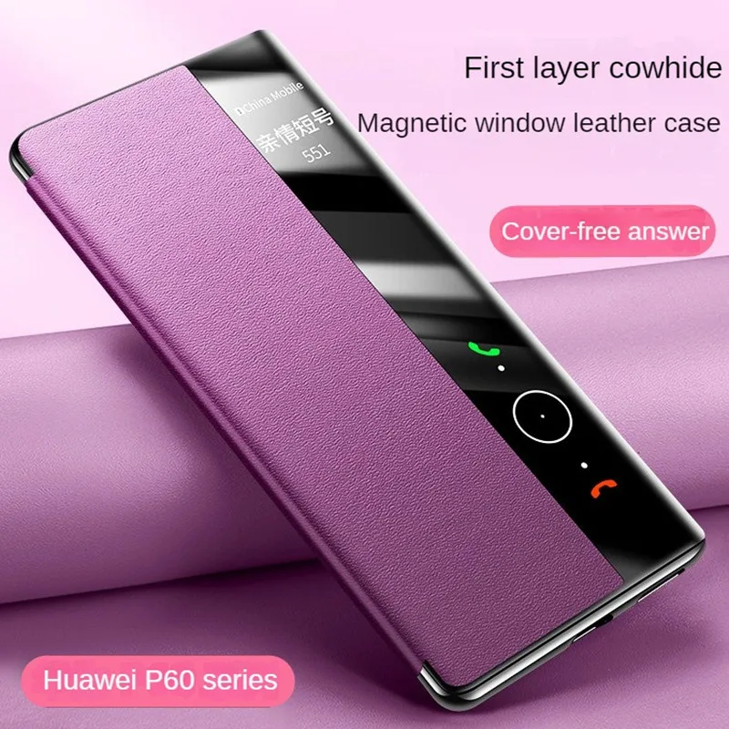 Luxury Genuine Leather for Huawei P60 Pro Case Flip Magnetic for Huawei P60 Art All-inclusive Drop-resistant Protective Cover