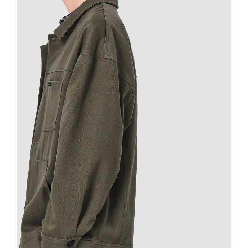 American Retro Cargo Heavy Spring and Autumn New Casual Trendy Jacket Top Old Tooling Coat Men