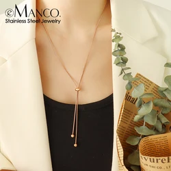 eManco Personalized Snake Chain Adjustable Y Necklace Clavicle Pendant Stainless Steel Necklace Women's Holiday Gift