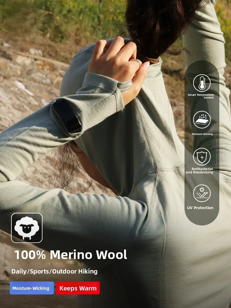 

Толстовка с капюшоном из мериносовой шерсти Qui Dry, уличная одежда, женская одежда обычного кроя, зима-осень, сезонная функциональная одежда для спорта на открытом воздухе...