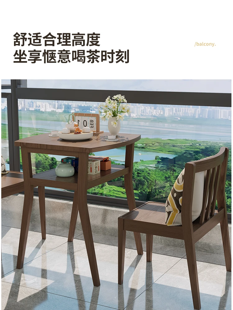 طاولة وكراسي شرفة طاولة شاي صغيرة مزيج طاولة شاي صغيرة ترفيهية مكونة من ثلاث قطع شقة منزلية صغيرة #4