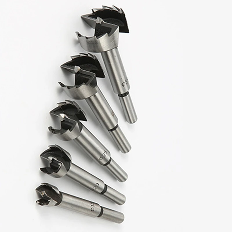 5PCS 15-35Mm Forstner Woodworking Tools Hole Saw Hinge Boring Drill Bits Round Shank Steel Cutter For Wood Plastic